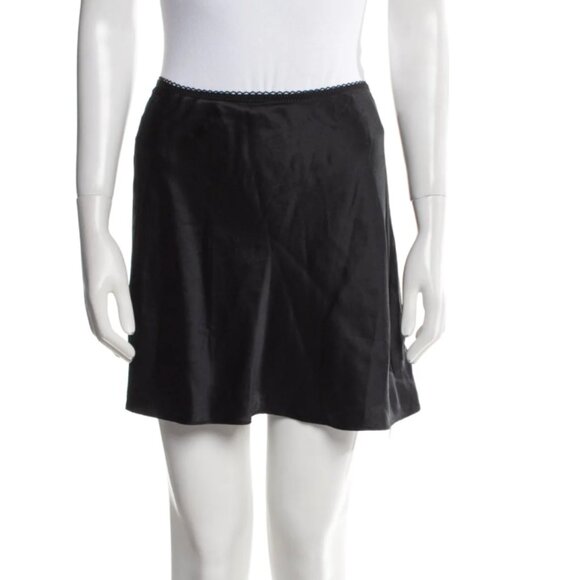 New Doen Giulietta Silky Black Slip Mini Skirt $220 Medium - Picture 1 of 3
